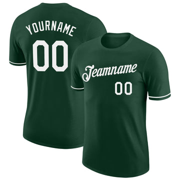 Custom Green White Performance T-Shirt