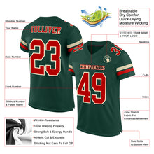 Load image into Gallery viewer, Custom Green Red-Cream Mesh Authentic Football Jersey
