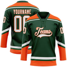 Charger l'image dans la galerie, Custom Green White-Orange Hockey Lace Neck Jersey