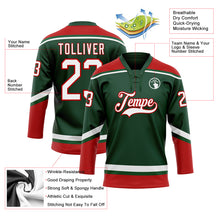 Charger l'image dans la galerie, Custom Green White-Red Hockey Lace Neck Jersey