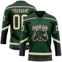 Загрузить изображение в средство просмотра галереи, Custom Green City Cream-Black Hockey Lace Neck Jersey