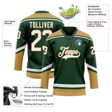 Загрузить изображение в средство просмотра галереи, Custom Green White-Old Gold Hockey Lace Neck Jersey