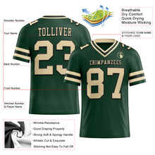 Load image into Gallery viewer, Custom Green City Cream-Black Authentic Football Jersey