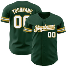 Загрузить изображение в средство просмотра галереи, Custom Green White-Old Gold Authentic Baseball Jersey