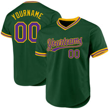Charger l'image dans la galerie, Custom Green Purple-Gold Authentic Throwback Baseball Jersey