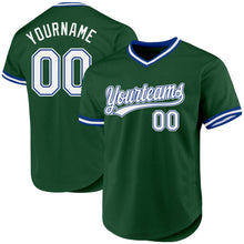 Charger l'image dans la galerie, Custom Green White-Royal Authentic Throwback Baseball Jersey