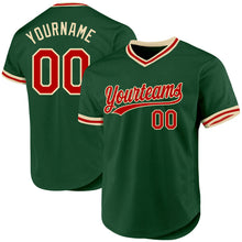Charger l'image dans la galerie, Custom Green Red-Cream Authentic Throwback Baseball Jersey