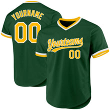 Charger l'image dans la galerie, Custom Green Gold-White Authentic Throwback Baseball Jersey