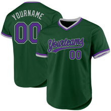 Charger l'image dans la galerie, Custom Green Purple-Gray Authentic Throwback Baseball Jersey