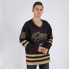 Загрузить изображение в средство просмотра галереи, Custom Black Black-Old Gold Hockey Jersey