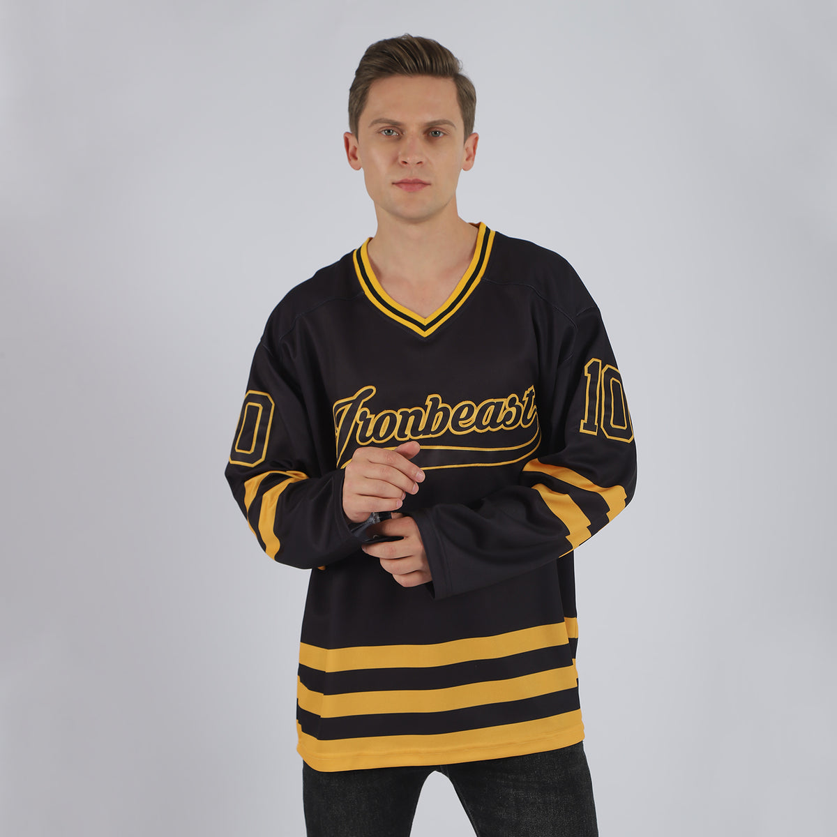 Cheap Custom Old Gold Red-Black Hockey Jersey Free Shipping