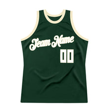 Load image into Gallery viewer, Custom Hunter Green White-Cream Authentic Throwback Basketball Jersey