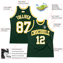 Load image into Gallery viewer, Custom Hunter Green White-Gold Authentic Throwback Basketball Jersey