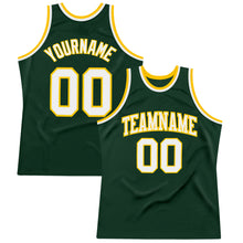 Load image into Gallery viewer, Custom Hunter Green White-Gold Authentic Throwback Basketball Jersey