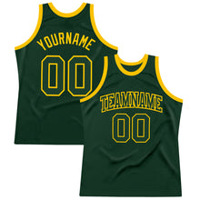 Загрузить изображение в средство просмотра галереи, Custom Hunter Green Green-Gold Authentic Throwback Basketball Jersey