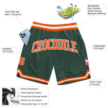 Load image into Gallery viewer, Custom Hunter Green Orange-White Authentic Throwback Basketball Shorts