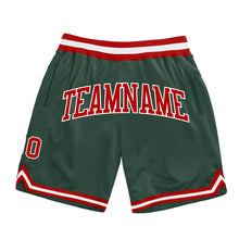 Загрузить изображение в средство просмотра галереи, Custom Hunter Green Red-White Authentic Throwback Basketball Shorts