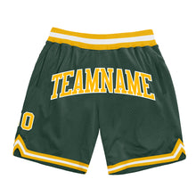 Load image into Gallery viewer, Custom Hunter Green Gold-White Authentic Throwback Basketball Shorts