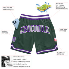 Load image into Gallery viewer, Custom Hunter Green Purple-White Authentic Throwback Basketball Shorts