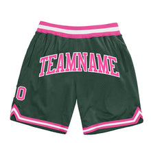 Laden Sie das Bild in den Galerie-Viewer, Custom Hunter Green Pink-White Authentic Throwback Basketball Shorts