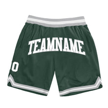 Загрузить изображение в средство просмотра галереи, Custom Hunter Green White-Gray Authentic Throwback Basketball Shorts