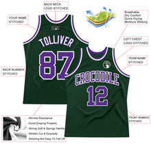 Load image into Gallery viewer, Custom Hunter Green Purple-White Authentic Throwback Basketball Jersey