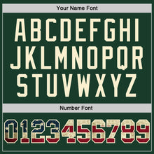 Load image into Gallery viewer, Custom Hunter Green Vintage USA Flag-Cream Authentic Throwback Basketball Jersey