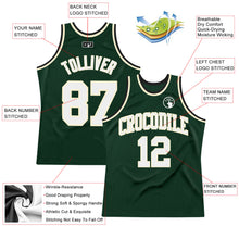 Load image into Gallery viewer, Custom Hunter Green White Cream-Black Authentic Throwback Basketball Jersey