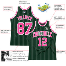 Load image into Gallery viewer, Custom Hunter Green White Pinstripe Pink Authentic Basketball Jersey