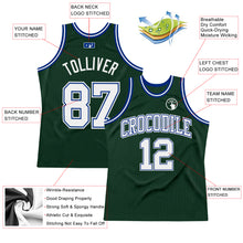 Загрузить изображение в средство просмотра галереи, Custom Hunter Green White-Royal Authentic Throwback Basketball Jersey