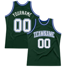 Загрузить изображение в средство просмотра галереи, Custom Hunter Green White-Royal Authentic Throwback Basketball Jersey