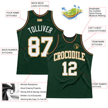 Загрузить изображение в средство просмотра галереи, Custom Hunter Green White Old Gold-Black Authentic Throwback Basketball Jersey