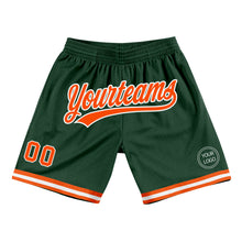 Laden Sie das Bild in den Galerie-Viewer, Custom Hunter Green Orange-White Authentic Throwback Basketball Shorts