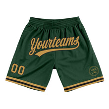 Загрузить изображение в средство просмотра галереи, Custom Hunter Green Old Gold-Black Authentic Throwback Basketball Shorts