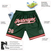 Загрузить изображение в средство просмотра галереи, Custom Hunter Green White-Red Authentic Throwback Basketball Shorts