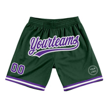 Charger l'image dans la galerie, Custom Hunter Green Purple-Gray Authentic Throwback Basketball Shorts