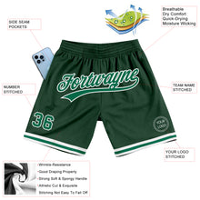 Charger l'image dans la galerie, Custom Hunter Green Kelly Green-White Authentic Throwback Basketball Shorts
