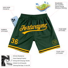 Load image into Gallery viewer, Custom Hunter Green Gold-Black Authentic Throwback Basketball Shorts