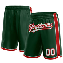 Загрузить изображение в средство просмотра галереи, Custom Hunter Green White-Red Authentic Basketball Shorts