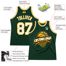 Charger l'image dans la galerie, Custom Hunter Green White-Gold Authentic Throwback Basketball Jersey