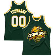 Charger l'image dans la galerie, Custom Hunter Green White-Gold Authentic Throwback Basketball Jersey