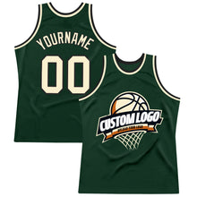 Charger l'image dans la galerie, Custom Hunter Green Cream-Black Authentic Throwback Basketball Jersey