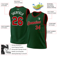 Загрузить изображение в средство просмотра галереи, Custom Hunter Green Red-Black Authentic Throwback Basketball Jersey