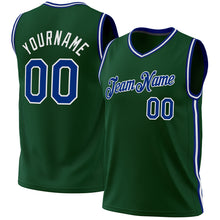 Загрузить изображение в средство просмотра галереи, Custom Hunter Green Royal-White Authentic Throwback Basketball Jersey