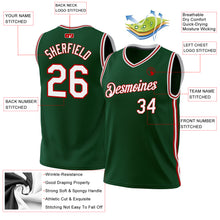 Загрузить изображение в средство просмотра галереи, Custom Hunter Green White-Red Authentic Throwback Basketball Jersey