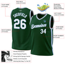 Загрузить изображение в средство просмотра галереи, Custom Hunter Green White-Light Blue Authentic Throwback Basketball Jersey