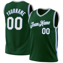 Загрузить изображение в средство просмотра галереи, Custom Hunter Green White-Light Blue Authentic Throwback Basketball Jersey