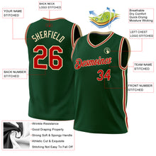 Загрузить изображение в средство просмотра галереи, Custom Hunter Green Red-Cream Authentic Throwback Basketball Jersey