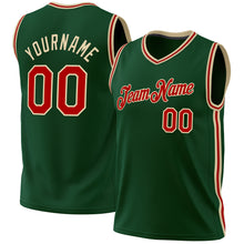 Загрузить изображение в средство просмотра галереи, Custom Hunter Green Red-Cream Authentic Throwback Basketball Jersey