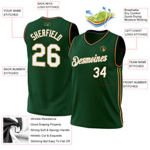 Загрузить изображение в средство просмотра галереи, Custom Hunter Green Black-Old Gold Authentic Throwback Basketball Jersey